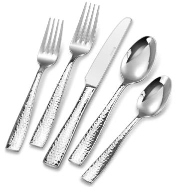 Imagem de KEAWELL Premium 20/45/65 Piece Louis Hammered Silverware Set with Squared Edge, 18/10 Stainless Steel, Service for 4/8/12, Fine Flatware Set, Dishwasher Safe (45)