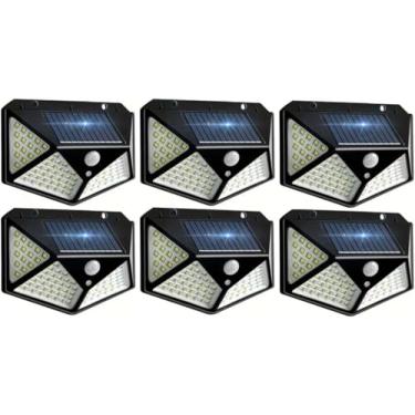 Imagem de Kit 6 Luminária Luminária Solar Parede 100 Led Sensor Presença com 3 Funções, Refletor Solar, Luminária Solar, Luminaria Solar Externa, Lampada Solar, Luz Solar, Luminária Solar área Externa