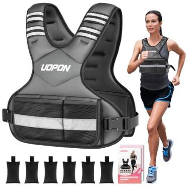 Imagem de Colete feminino com peso ajustável de 2,7 a 5,4 kg, com 6 pesos de ferro, o melhor colete ponderado com bolsos e tiras refletivas para corrida, caminhada, treino e treinamento de força