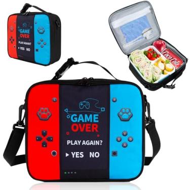 Imagem de Easozoom Lancheira isolada para console de jogos lonchera para adolescentes meninos e crianças Gamer Lancheira Bento reutilizável grande capacidade portátil à prova d'água à prova de vazamento com