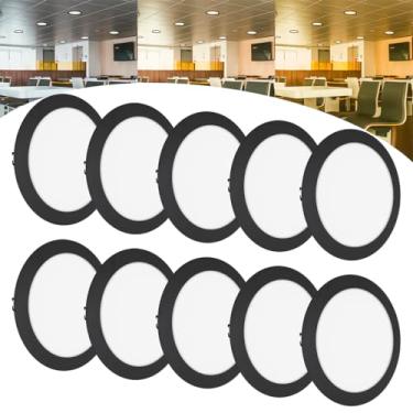 Imagem de Kit 10 Painel Plafon Led 18w Embutir Redondo Preto Bivolt (Branco Frio)