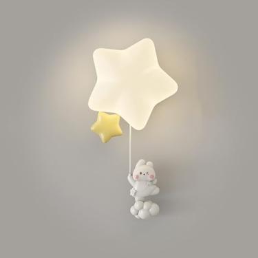 Imagem de Luminária de parede LED para quarto infantil, luminária de parede com desenho animado, estrela, 3 modos de cores, branca, moderna, com fio, 18 W, decoração criativa para quarto infantil, lum
