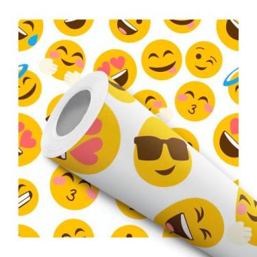 Imagem de Papel De Parede Adesivo Lavável Emojis Fofo Figurinhas Teen Branco - B