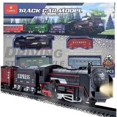 Imagem de Trenzinho Trem 3 Vagões Locomotiva Luz Brinquedo elétrico Castela