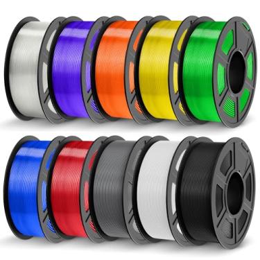 Imagem de JAYO Pacote de filamento PETG 1,75 mm 11 kg, filamento de impressora 3D PETG de forte resistência, serve para a maioria das impressoras 3D FDM (preto, branco, cinza, transparente, transparente (azul +