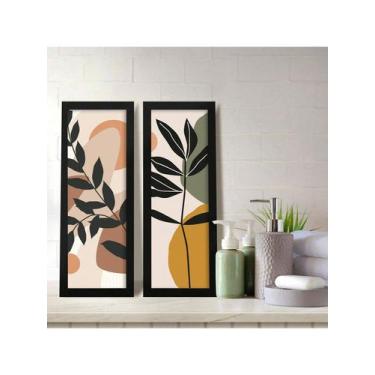 Imagem de Kit 2 Quadros Decorativos Banheiro Lavabo Floral Minimalista - NoBrand