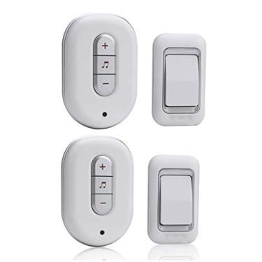 Imagem de Campainha sem fios 2 botões impermeáveis e 2 receptores de tomadas 48 melodias e volume de 6 níveis para escritório residencial, hospital, restaurante, campainha aberta de porta (cor: Dourado) (pl