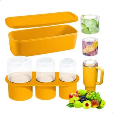 Imagem de Forma Gelo De Silicone Com Pote Cilindrica Drinks - MCSB, Amarelo