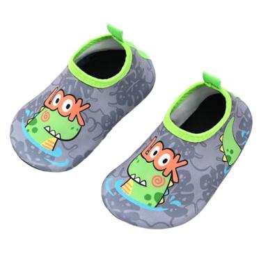 Imagem de Bigib Sapatos aquáticos para natação infantil, secagem rápida, antiderrapante, pele aquática, sapatos esportivos descalços, meias aquáticas para meninos e meninas, Dinossauro cinza, 3 Infant