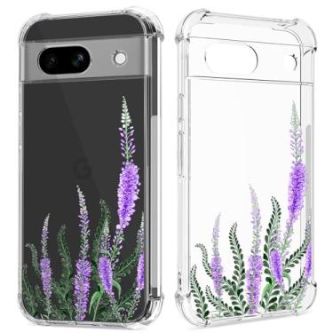 Imagem de GREATRULY Capa transparente floral para Pixel 8a para mulheres/meninas, linda capa de telefone para Google Pixel 8a, design de flor, fina, macia, transparente, à prova de quedas, TPU protetora, capa