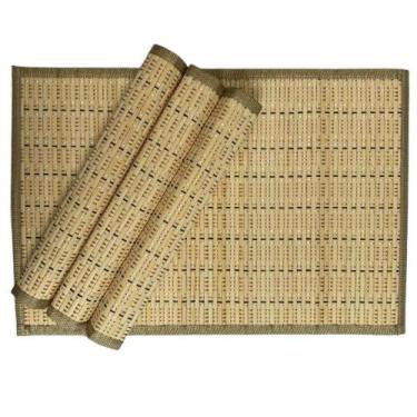 Imagem de Jogo Lugar Americano Esteira Bambu Com Borda Marfim 4 peças 30x45 - De