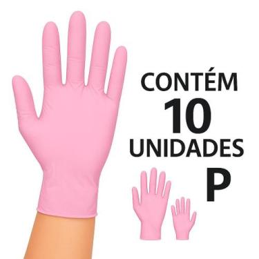 Imagem de Luvas Nitrílica Rosa P Talge 10 unidades Estética Descartável