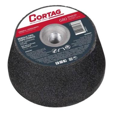 Imagem de Rebolo Tipo Copo Cônico 100x50mm Rosca M14 G-80 - 61749 - CORTAG