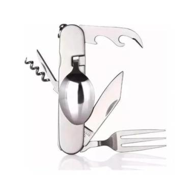 Imagem de CANIVETE MULTUSO ESTILO SUIÇO Talher Articulado Dobrável e Desmontável