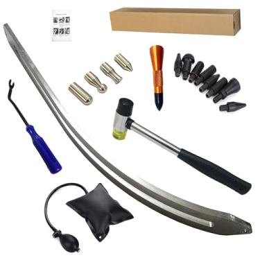 Imagem de AOCKSINGTN Hastes de amassados de tamanho grande, ferramenta de remoção de amassados de carro sem pintura, reparo de danos do para-lama dianteiro, barra de cabra curvada, kit de ferramentas de varetas de gancho