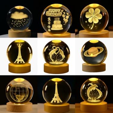 Imagem de Mini Luminária Led Globo De Vidro 3d Abajur Quarto Infantil (Mundo)