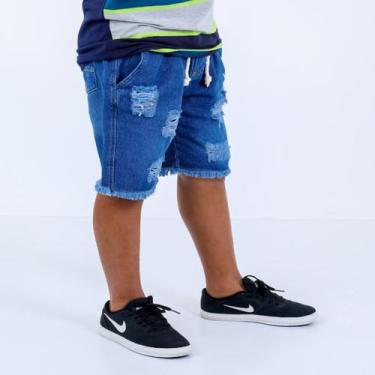 Imagem de Bermuda Infantil Detonada C/Elastico Na Cintura Destryed - Top Atacado