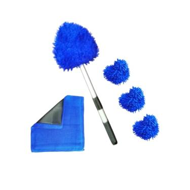 Imagem de Kit de ferramentas de limpeza de toalha de argila e para-brisa premium – 4 almofadas de microfibra reutilizáveis, alça extensível e toalha de argila de detalhes – Combo de vidro e pintura para carro