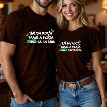 Imagem de Camiseta Algodão Unissex Casal Country Estampa Sai Da Roça Mas A Roça 