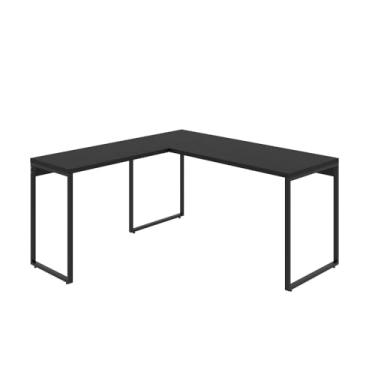 Imagem de Mesa de Escritório em L Estilo Industrial 1,50mX1,50m Kuadra, Compace, Preto Ônix / Est.Preta