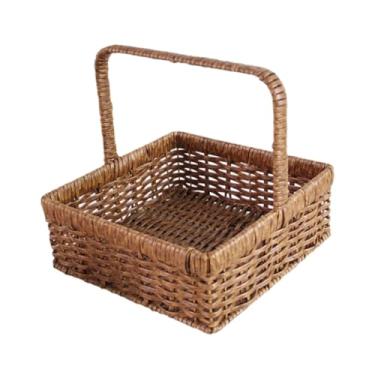 Imagem de Wswqop Cesta de armazenamento de imitação de vime, cesta de pão, decoração, cestas de frutas multiuso, decorativas, tecidas à mão para em casa,