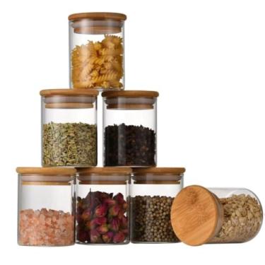 Imagem de Kit 6 Potes de Herméticos 300ml Pote Redondo de Vidro para Mantimentos Temperos Premium