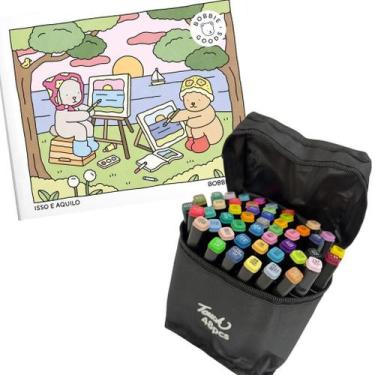 Imagem de Kit Livro Bobbie Goods Isso e Aquilo + Canetinha Touch, 48 Cores