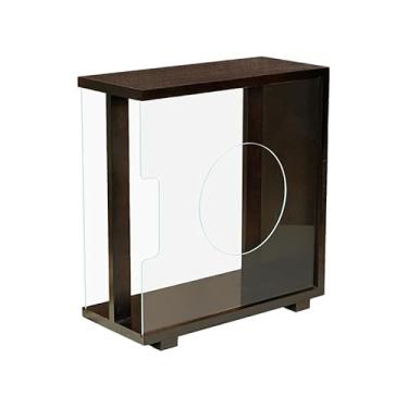 Imagem de NETTIA Prateleira de disco de vinil de madeira maciça, sem necessidade de montagem, comporta 20 LPs, suporte de exibição de mesa - 35 x 33 x 15 polegadas (marrom escuro)