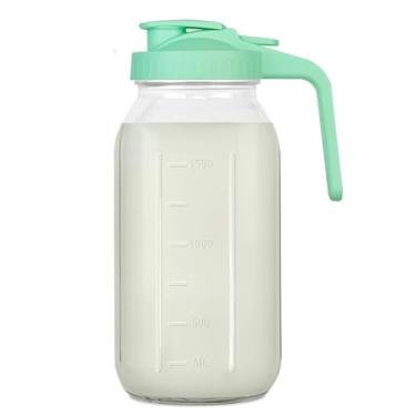 Imagem de VCVOIP Jarra de vidro de 1,8 l com tampa – jarra de vidro de 2 litros com tampa, frasco de vidro hermético e à prova de vazamento para chá gelado, suco, leite materno, bebida fria, chá solar e bebidas