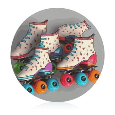 Imagem de Tábua de cortar para cozinha, antiderrapante, resistente ao calor, fácil de limpar, retrô, patins coloridos, tábua de cortar – Presente de cozinha ideal para cozinheiros domésticos