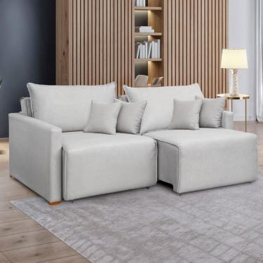 Imagem de Sofá Cama 3 Lugares Júlia Retrátil e Reclinável Linho/Gelo - Celflex