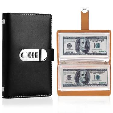 Imagem de Álbum de moedas de 100 bolsos com cadeado premium PU para coleção de notas de dinheiro, fichário de papel, dinheiro, porta-livros, capas para colecionador, notas de dólar, armazenamento de suprimentos