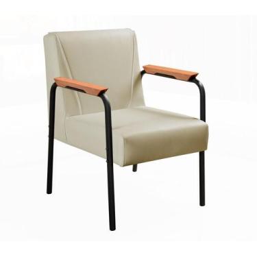 Imagem de Poltrona Decorativa Jade Cadeira Braço Metal Moderna Sala, Recepção - 