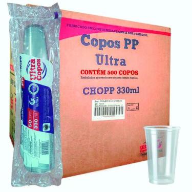 Imagem de Copo 300ml 330ml Descartável Liso Chopp Suco Refri Pp C/500 - Ultra co