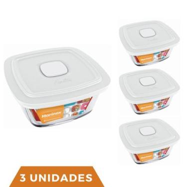 Imagem de 3 Potes De Vidro Facilita Vap Quadrado Com Tampa 1L Marinex - NADIR FI