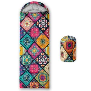 Imagem de Smell Sunshine Saco de dormir infantil para meninos e meninas, estampa colorida boêmia, leve, quente, portátil, uso interno, impermeável, resistente ao clima frio, saco de dormir para acampamento e
