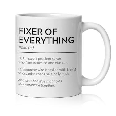 Imagem de BEHIFL Fixer of Everything Caneca, Funny Boss Office Coffee Cup Cerâmica, Best Boss Gifts for Women Men, Humorous Leader Manager Coworker Ceramic Coffee Tea Mug 325 ml