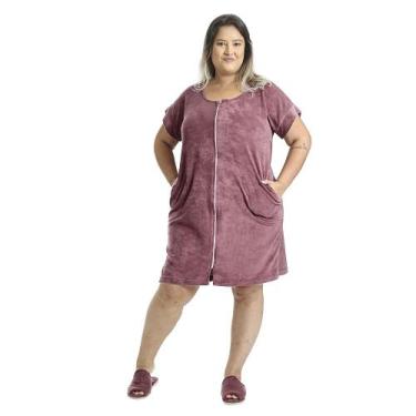 Imagem de Roupão Feminino Adulto Atoalhado com Fechamento em Zíper - Amora - G -