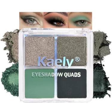 Imagem de HHLTOH 4 cores Matcha paleta de sombras verdes em pó, paleta de sombras altamente pigmentadas à prova d'água fosco brilhante Quad para mulheres, paleta de sombras de ojos, misturável, vegano 12