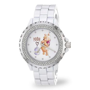 Imagem de Disney Relógio feminino de quartzo japonês com pulseira de metal, branco, 16 (modelo: WDS000999)