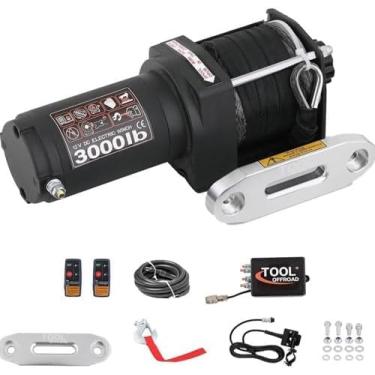 Imagem de HS Guincho elétrico de corda sintética para reboque ATV/UTV Off Road com suporte de montagem sem fio