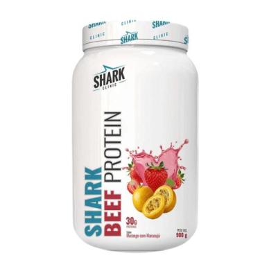 Imagem de Whey Beef Protein Pote 900g Shark Pro Morango com Maracujá