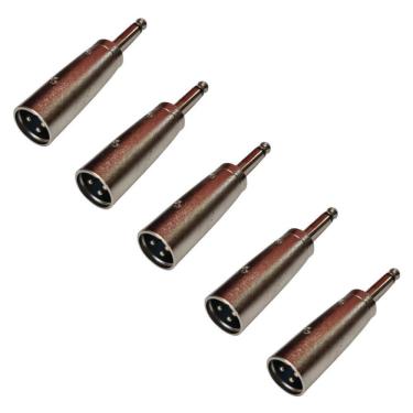 Imagem de Kit 5 Plug Adaptador Xlr Macho Para P10 Mono Profissional
