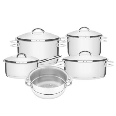 Imagem de Jogo Caçarola Solar 4 Peças Cozi-vapore Aço Inox Tramontina