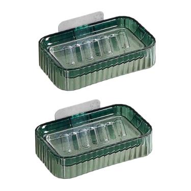 Imagem de ＫＬＫＣＭＳ 2x Suporte para saboneteira, rack de armazenamento para banheiro, multifuncional, economizador de espaço, caixa de armazenamento à prova d'água, Verde