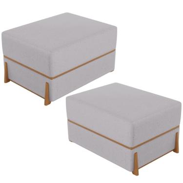 Imagem de Kit 02 Puffs Decorativo Retangular Para Sala de Estar Domus L02 Linho Cinza - Lyam Decor