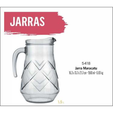 Imagem de 06 Jarras De Vidro Suco Maracatu 1,5 Litros