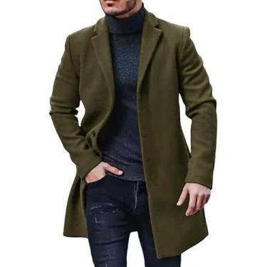 Imagem de Casaco de lã solto masculino, moda, comprimento médio - SANMU