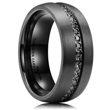 Imagem de Aliança de casamento King Will Black Tungstênio Carbeto CZ Inlay 10.5