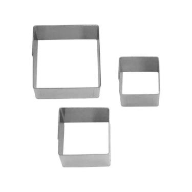 Imagem de Kit 3Un Cortador Inox Molde Forma Massas Biscoito - Quadrado